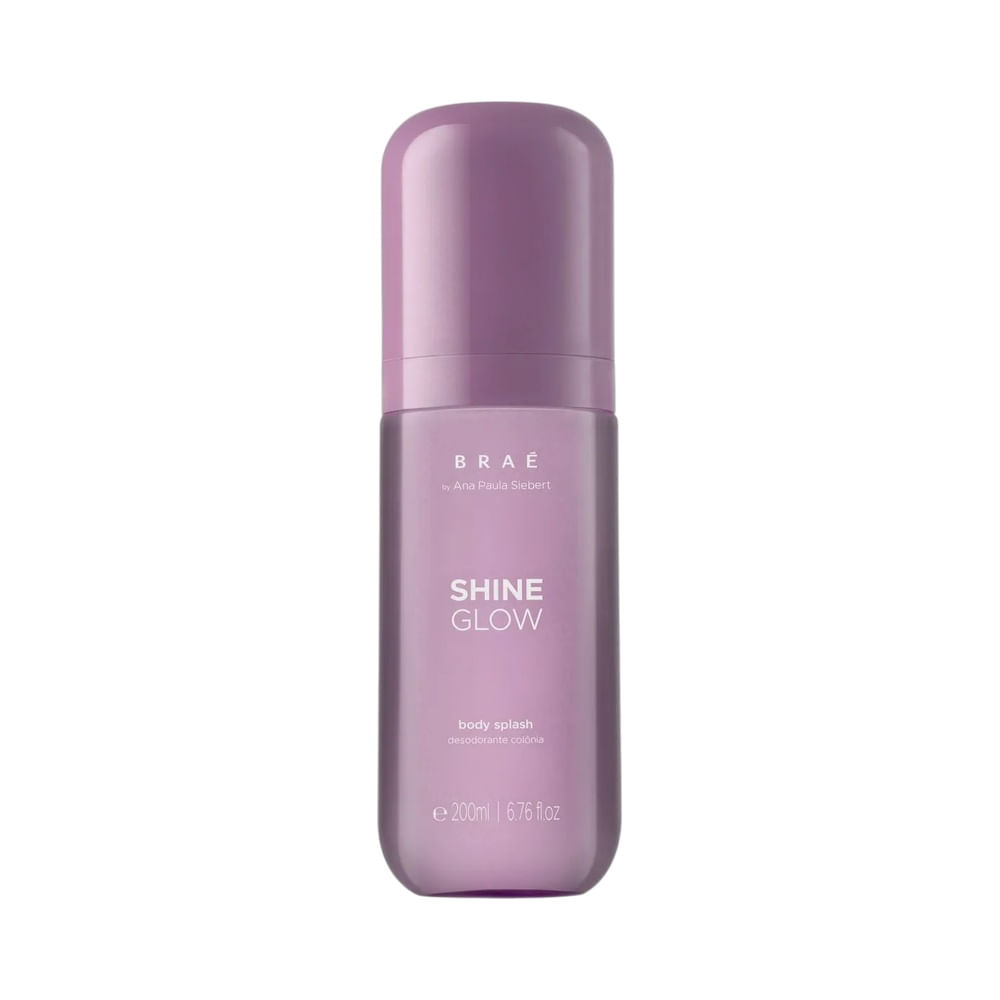 Frasco de Body Splash Braé Shine Glow 200ml em tom lilás claro